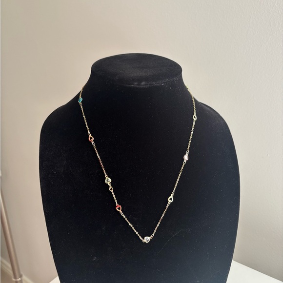 Jewelry - Gold Multi-Color Heart Station Necklace - Women Jewelry